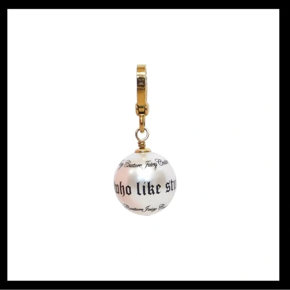 Juicy Couture Script Pearl Charm For Nice Girls Who Like Stuff NIB - Picture 10 of 10